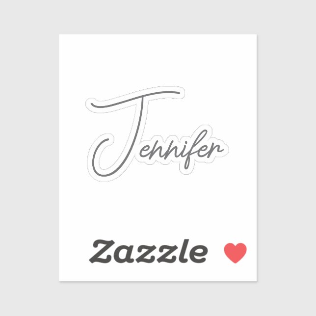 Grey White Modern Minimalist Handwriting Name Sticker (Sheet)
