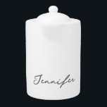 Grey White Modern Minimalist Handwriting Name Teapot<br><div class="desc">This template can be customized to meet all professional or personal occupations.</div>