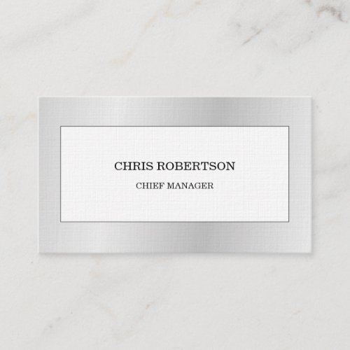 Grey White Modern Minimalist Plain Premium Linen Business Card