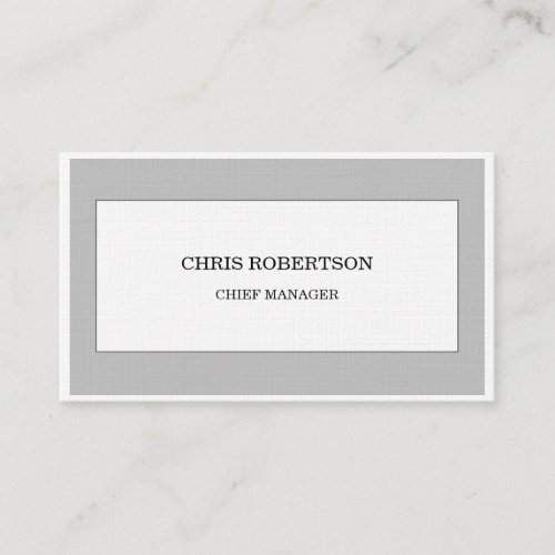 Grey White Modern Minimalist Plain Premium Linen  Business Card