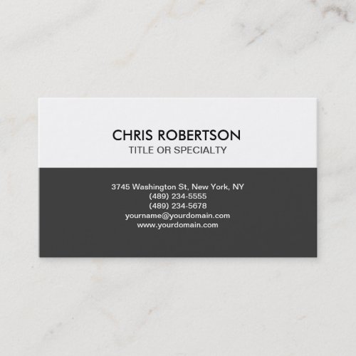 Grey White Modern Simple Plain Business Card