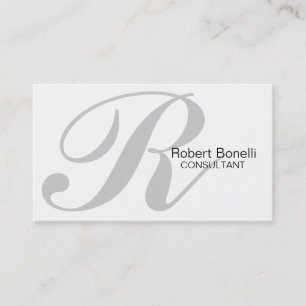 Grey White Monogram Stylish Business Card