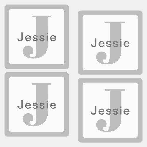 Grey  White  Name  Monogram Waterproof Labels