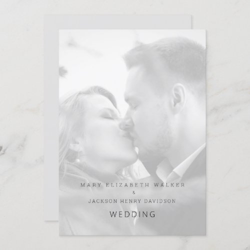 Grey  White Photo Website Included Wedding Invitation