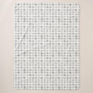 Grey White Plaid Stripes Sherpa Blanket