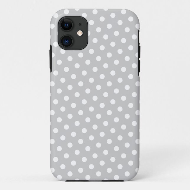 Grey & White Polka Dot Pattern iPhone 5 Case (Back)