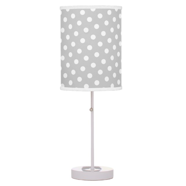 Grey & White Polka Dot Pattern Table Lamp (Front)