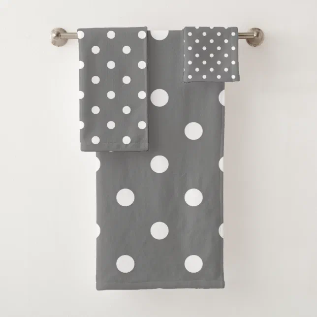 Grey & White Polka Dots Dot Bath Towel Set Zazzle