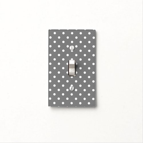 Grey  White Polka Dots Minimal Chic Classy Cute Light Switch Cover