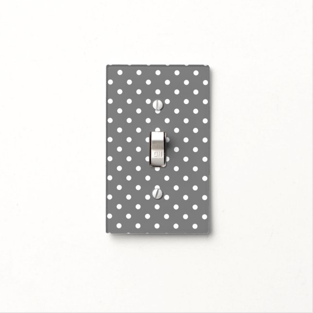 Grey & White Polka Dots Minimal Chic Classy Cute Light Switch Cover (In Situ)