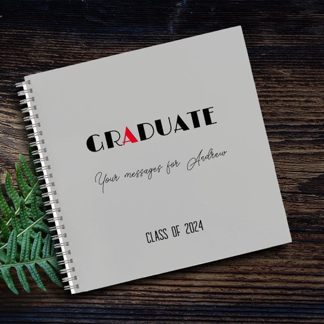 Grey white red script graduation name notebook (Creator Uploaded)