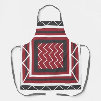 Grey White Red Square Chevron Stripe Kitchen