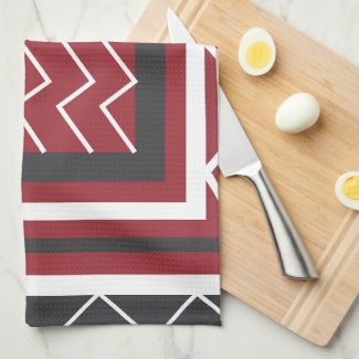 Grey White Red Square Chevron Stripe Pattern