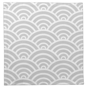 Grey & White Scallop Pattern Cloth Napkin