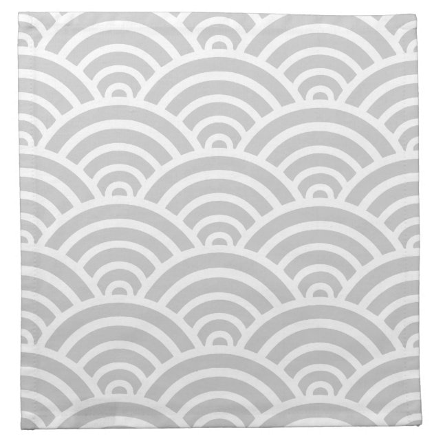 Grey & White Scallop Pattern Cloth Napkin (Front)