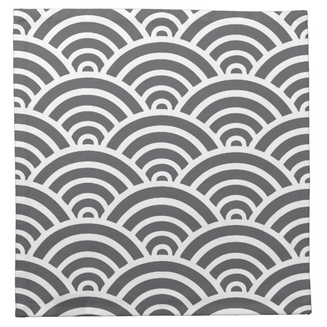 Grey & White Scallop Pattern Napkin (Front)