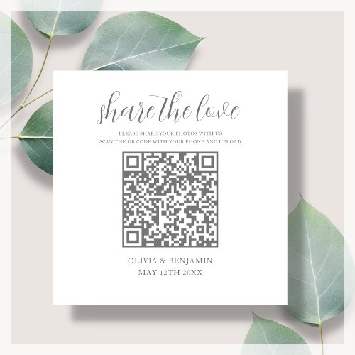 Grey  White Share The Love QR Code Enclosure Card