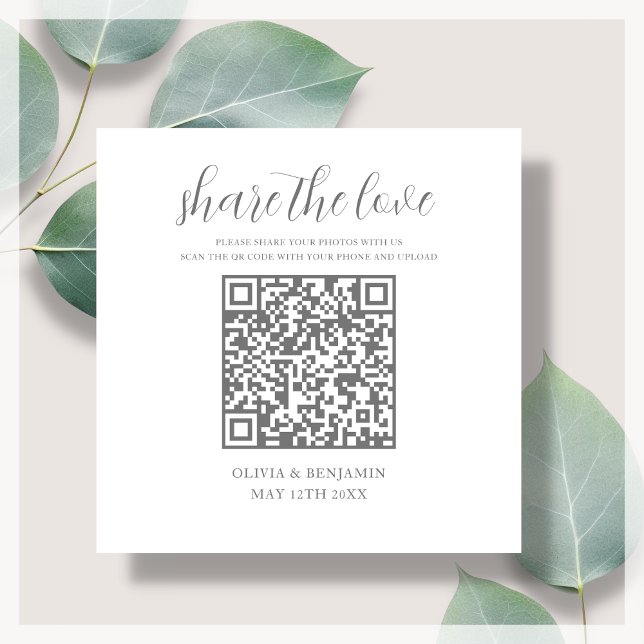 Grey | White Share The Love QR Code Enclosure Card (Creator Uploaded)