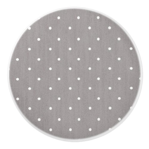 Grey  White Small Polka Dots Modern Chic Ceramic Knob