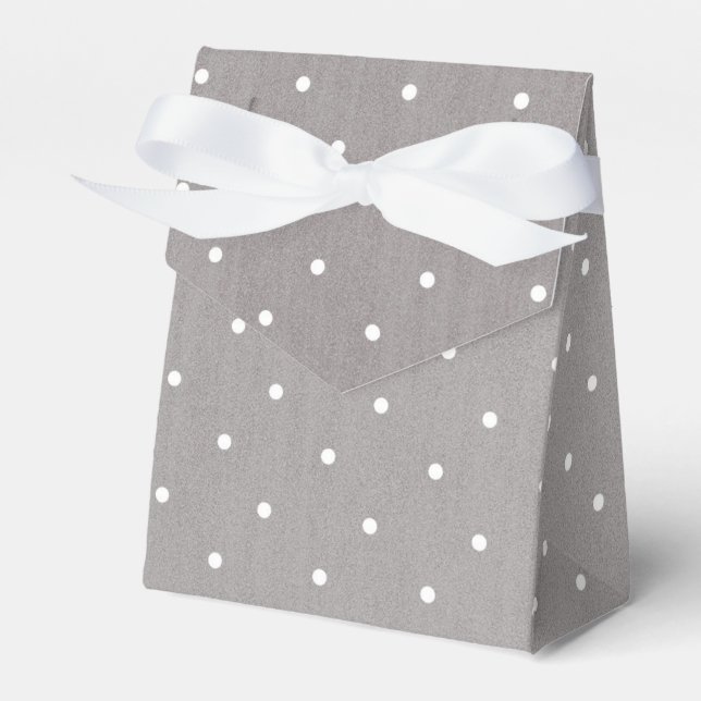 Grey & White Small Polka Dots Modern Chic Favor Boxes (Front Side)