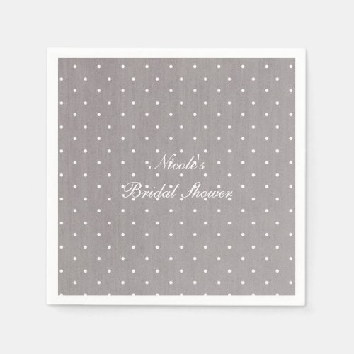 Grey  White Small Polka Dots Modern Chic Paper Napkins