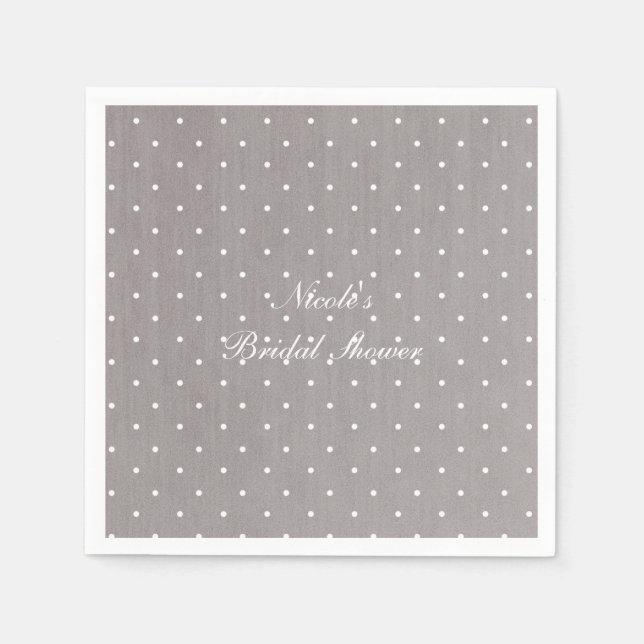 Grey & White Small Polka Dots Modern Chic Paper Napkins (Front)