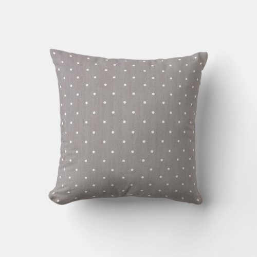 Grey  White Small Polka Dots Modern Chic Throw Pillow