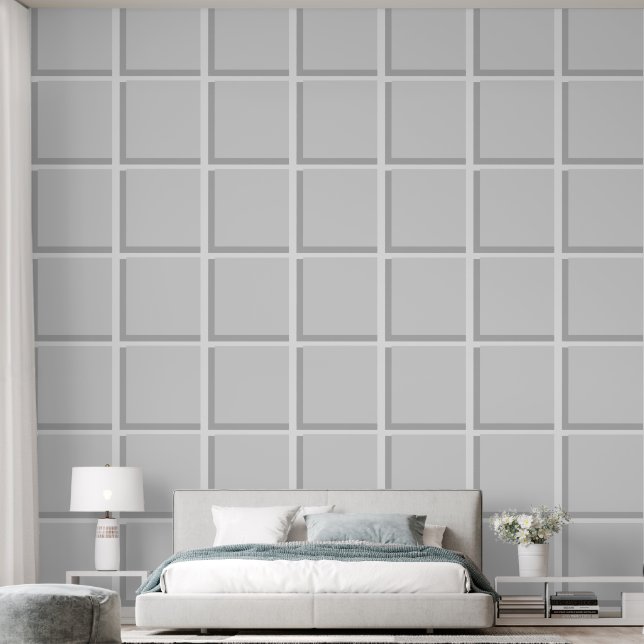 Grey White Squares Lattice Gray Wallpaper (Bedroom)