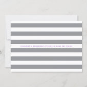 Grey & White Stripe Baby Shower + Lavender Purple Invitation (Back)
