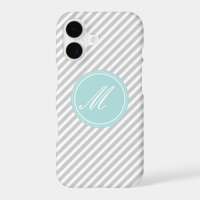 Grey & White Stripe Monogram iPhone 7 Case (Back)