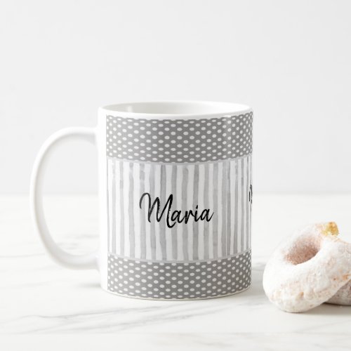 Grey White Stripe Mug
