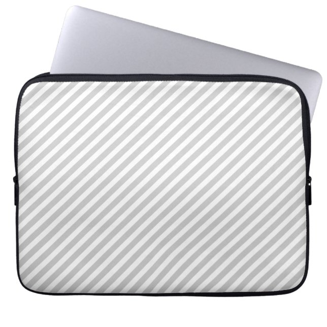 Grey & White Striped Laptop Sleeve (Front)