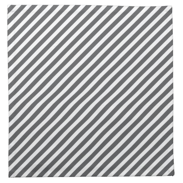 Grey & White Striped Pattern Cloth Napkin (Front)