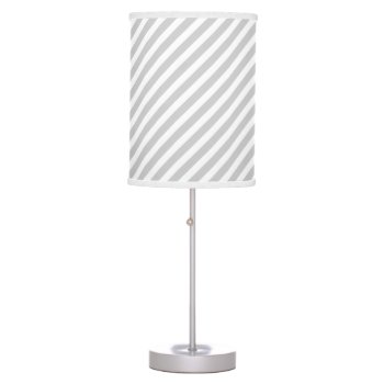Grey & White Striped Pattern Table Lamp by EnduringMoments at Zazzle