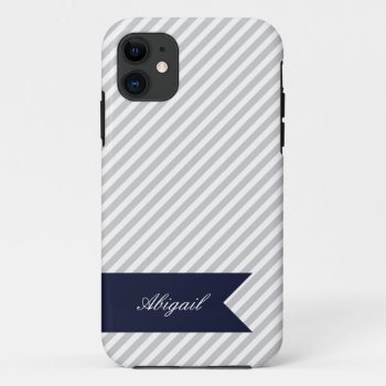 Grey & White Stripes W Monogram Iphone 5 Case by EnduringMoments at Zazzle