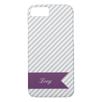 Grey & White Stripes W Monogram Iphone 7 Case by EnduringMoments at Zazzle