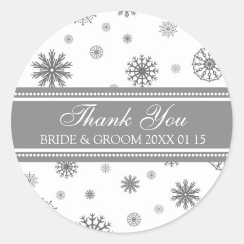 Grey White Thank You Winter Wedding Favor Tags