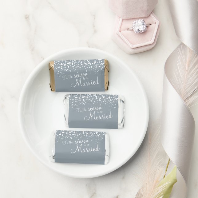 Grey white tis the season to be married hershey's miniatures (Wedding)