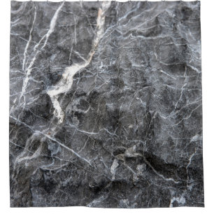 Grey White Veined Stone Surface Shower Curtain