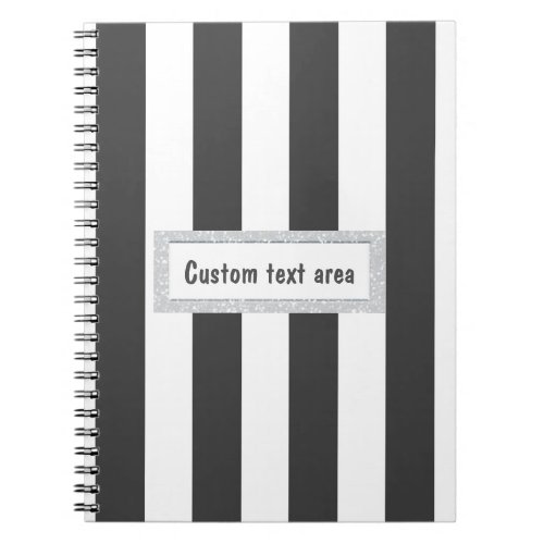 Grey  White Vertical Stripes Journal Notebook