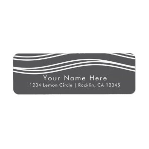 Grey & White Wave Modern Chic Wedding Label