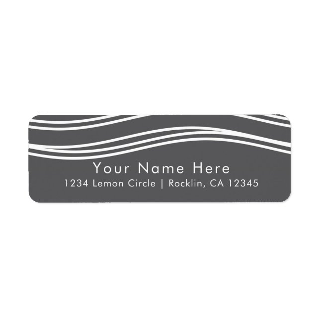 Grey & White Wave Modern Chic Wedding Label (Front)