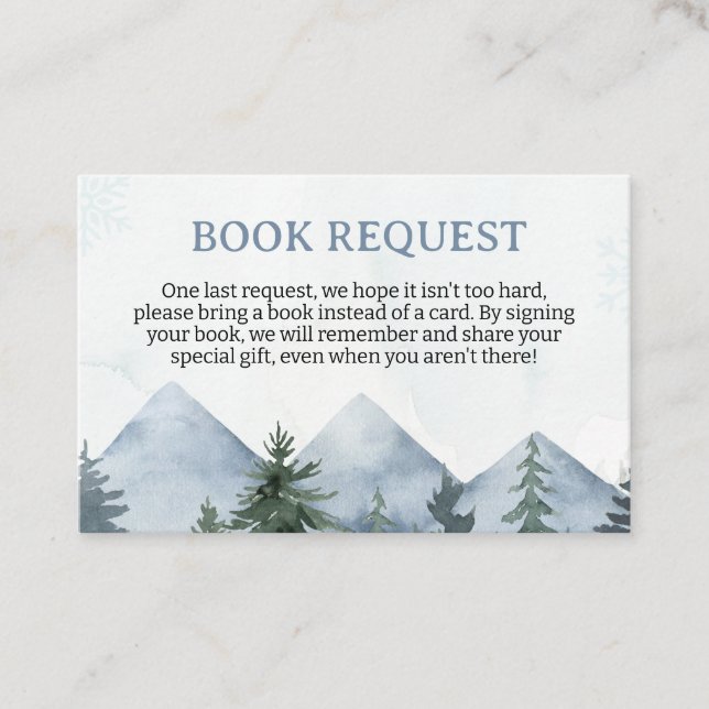 Grey Wilderness Baby Shower Book Request Insert (Front)