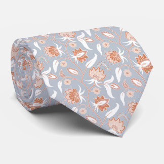 Grey with Floral Pattern Neck Tie