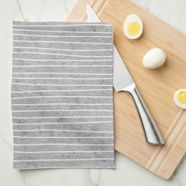 Grey with Pale Stripes  Kitchen Towel (Quarter Fold)