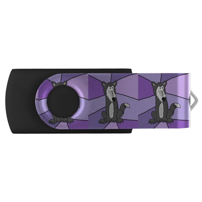 Grey Wolf Abstract USB Drive (Front)