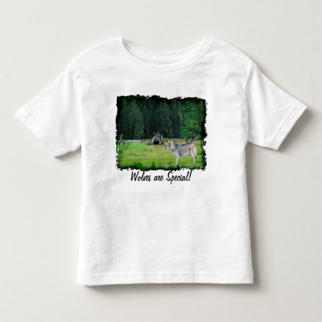 Grey Wolf & Alaskan Forest Wildlife Art T-Shirt (Front)