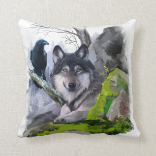 wolf throw pillows