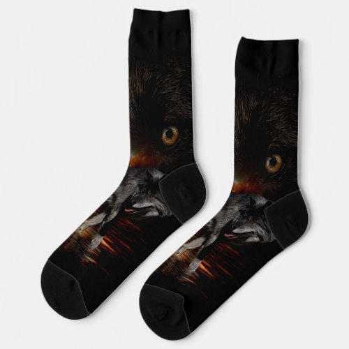  Grey Wolf and Wildfire Design Socks