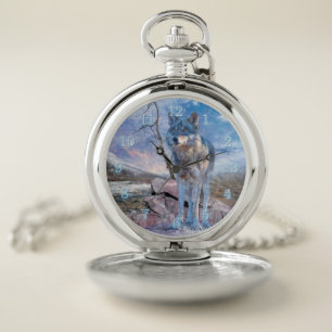 Grey Wolf ANSWER THE CALL Pocket Watch